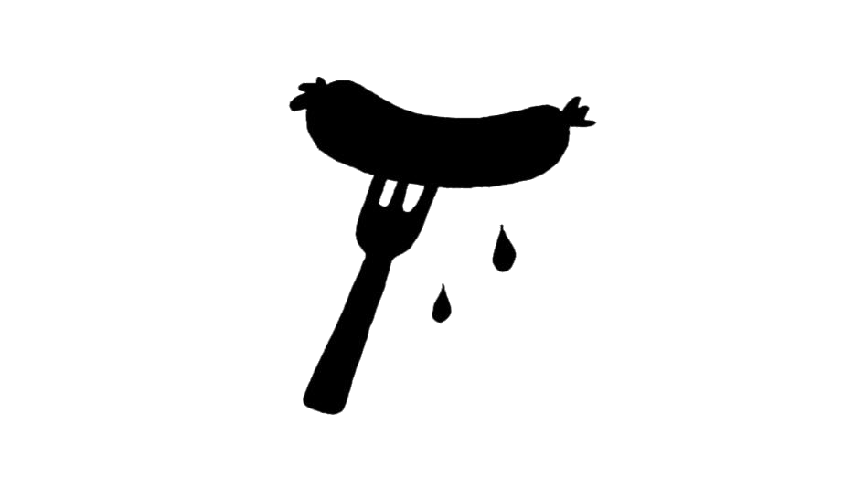 Minimal Black Barbecue Grill with Meat Sausage Silhouette PNG Icon