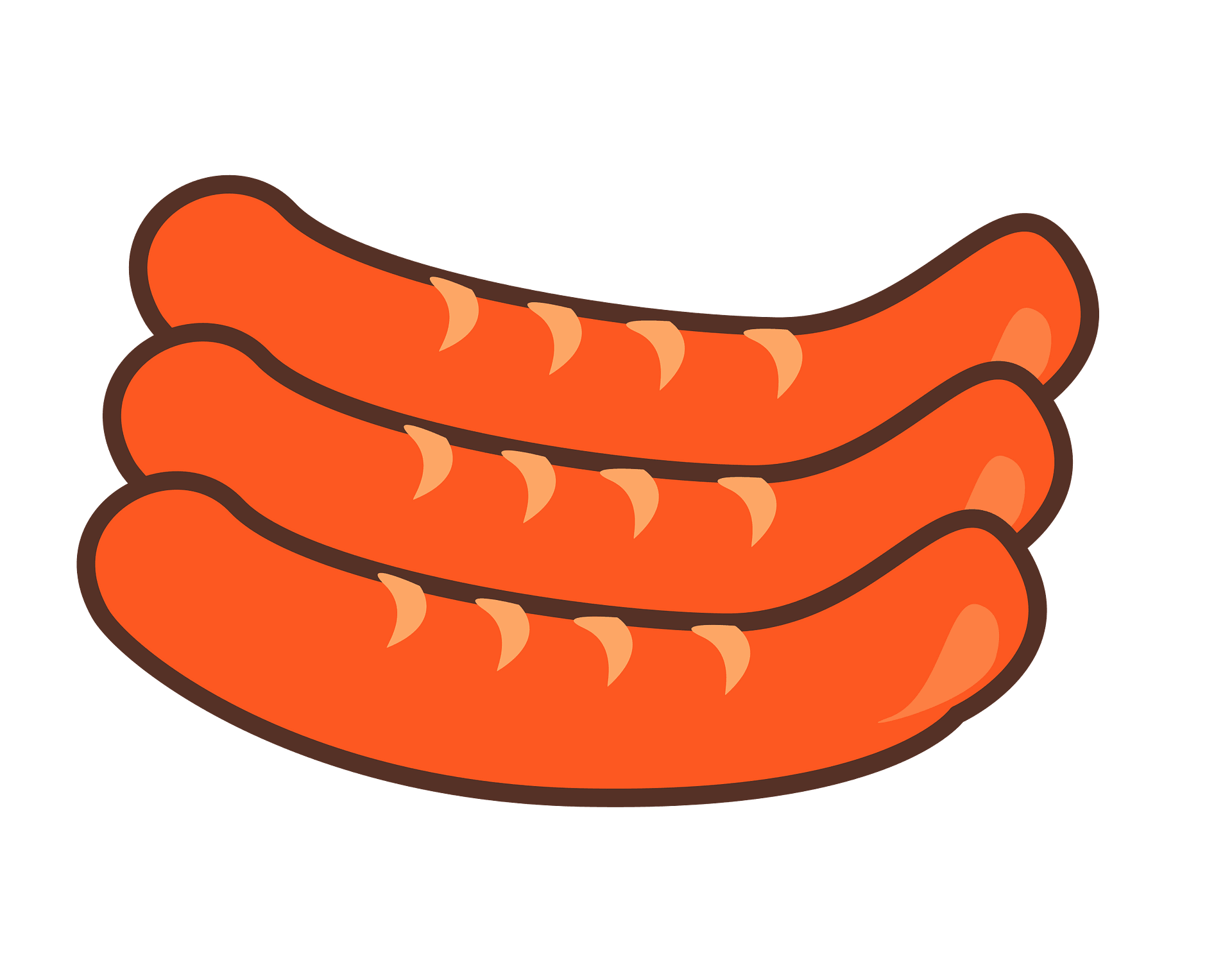 Orange Cartoon Meat Sausages with White Seasoning Dots PNG Icon