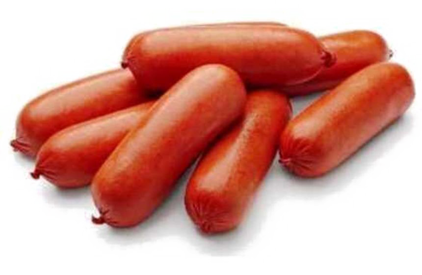 Pile of Small Pink Cocktail Meat Sausages Isolated PNG Image