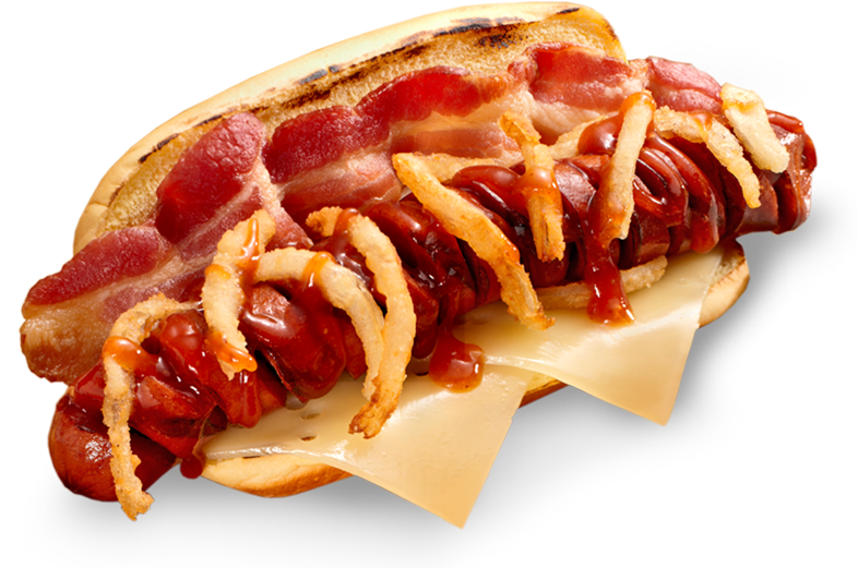 Sausage Hot Dog with Golden Fries Ketchup and Mustard PNG Food Image