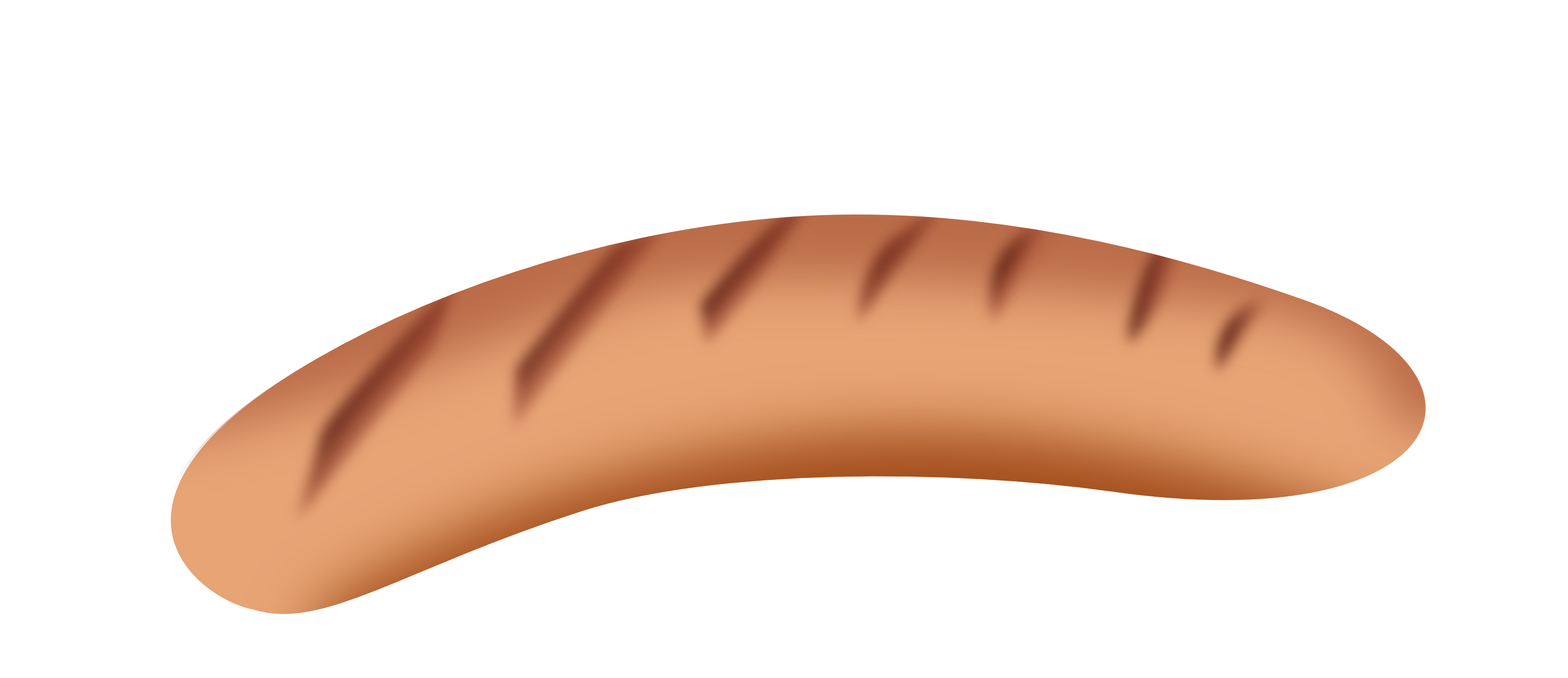 Simple Tan Sausage Link Cartoon with Scored Top PNG Illustration