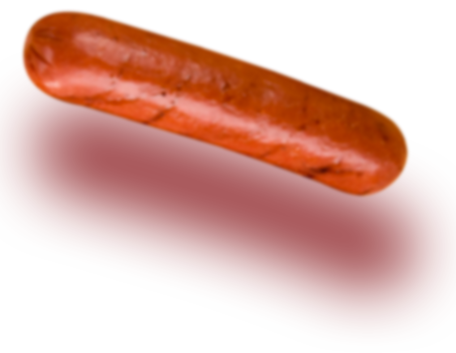 Single Smoked Meat Sausage with Glossy Brown Casing PNG Image