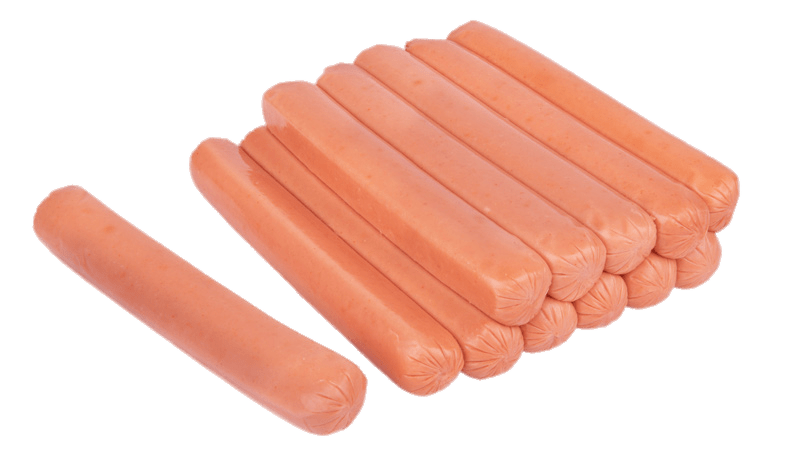Uncooked Pale Meat Sausage Links Arranged in a Row PNG Image