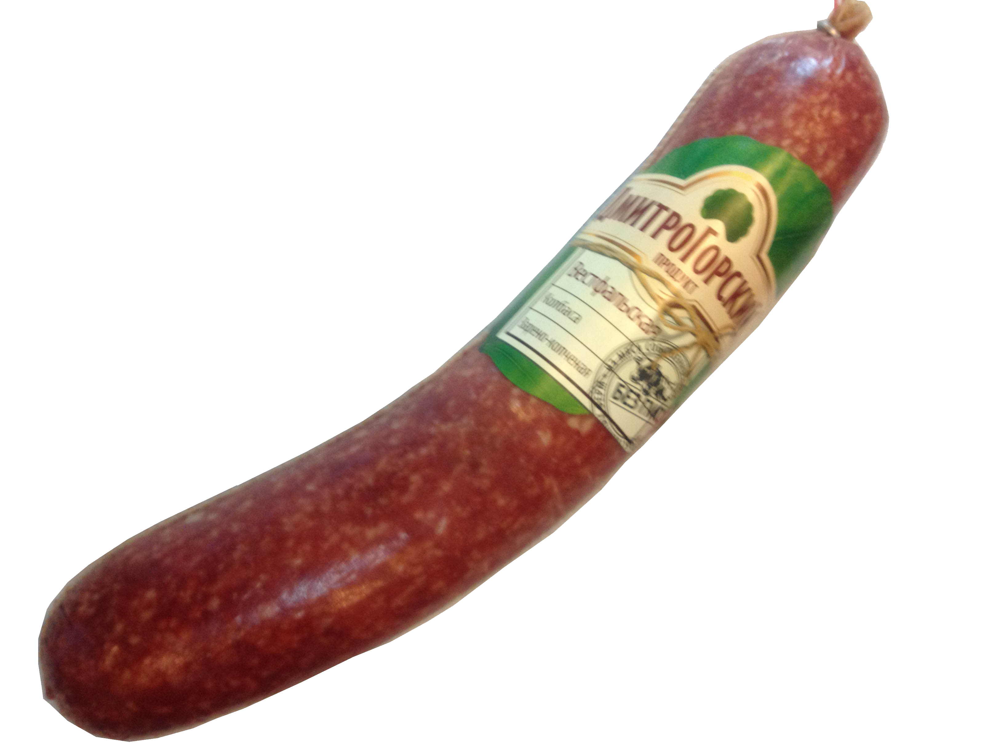 Whole Dry Cured Meat Sausage Stick with Rustic Casing PNG Image