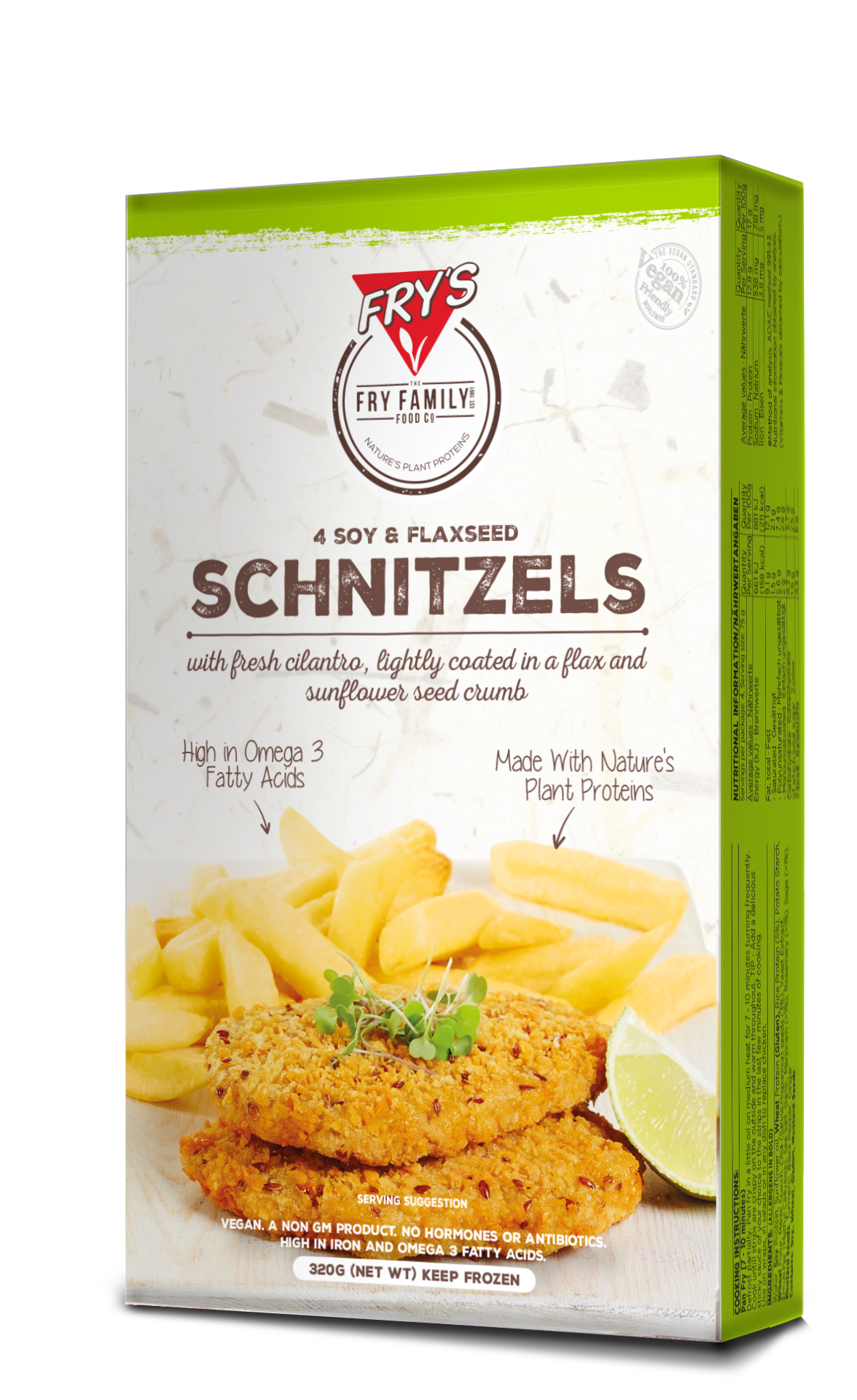 Green and White Schnitzel Product Box with Golden Breaded Cutlets PNG