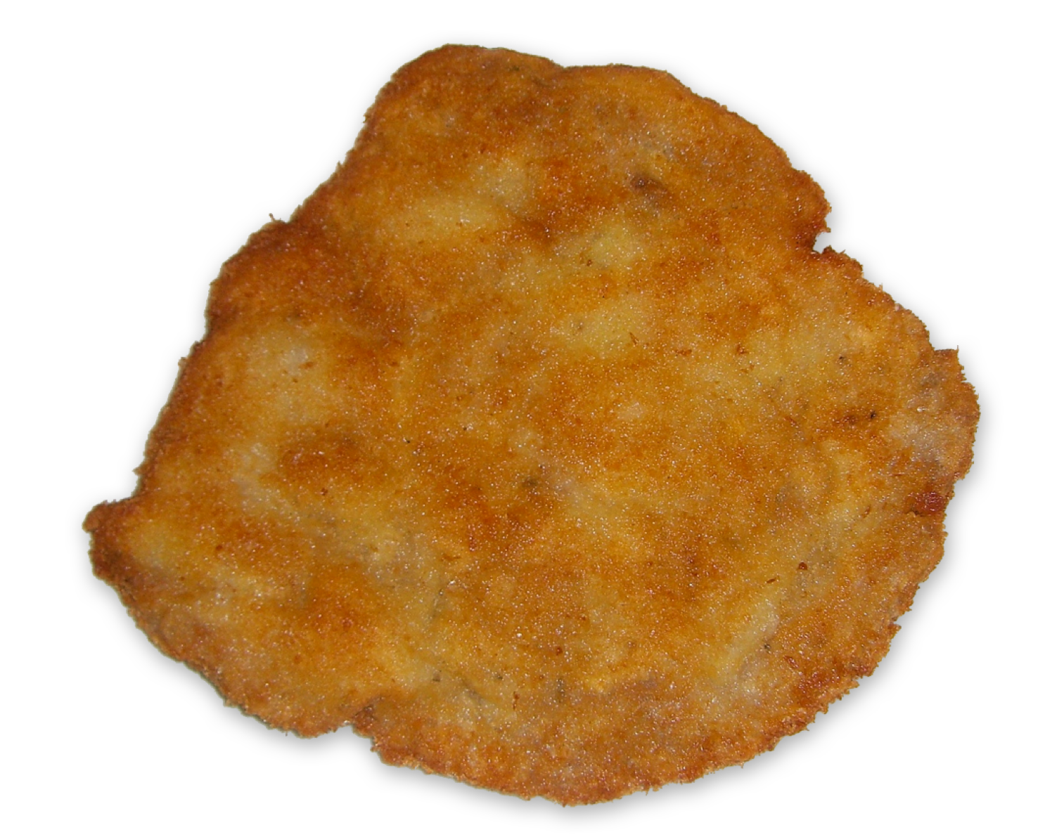 Single Golden Crispy Meat Schnitzel Isolated on White Background PNG