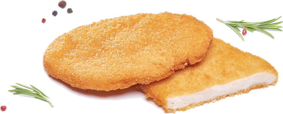 Two Oval Breaded Meat Schnitzel Cutlets Isolated on White PNG Image