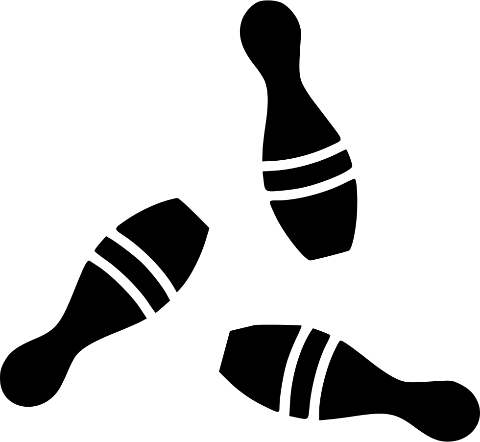 Black Silhouette of Bowling Pins and Bowling Ball PNG Sports Icon