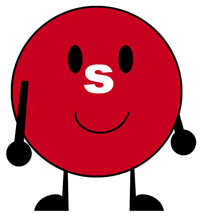 Happy Red S Candy Character Cartoon with Black Arms and Legs PNG