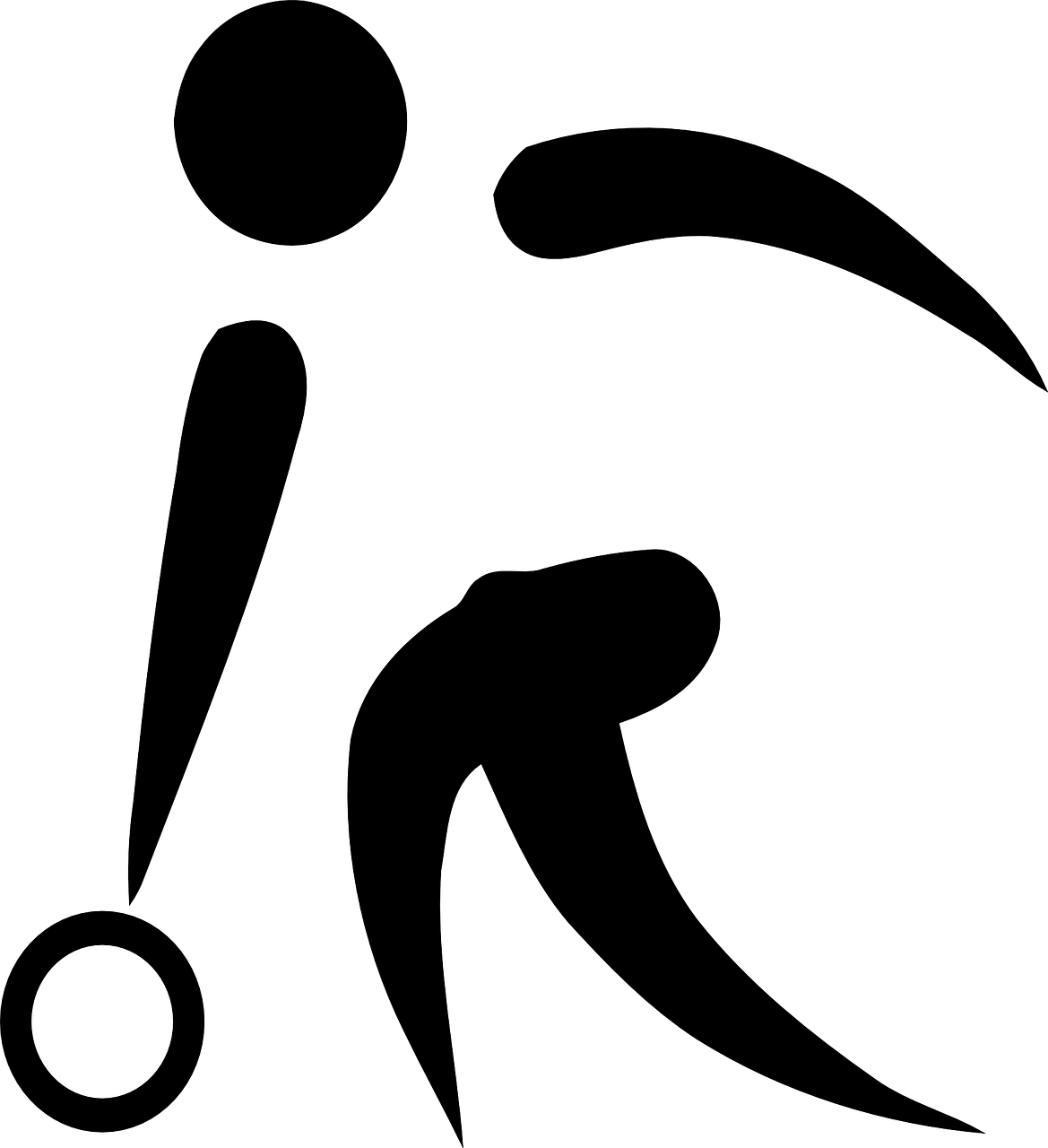 Minimal Black Bowling Player and Rolling Ball Silhouette PNG Graphic