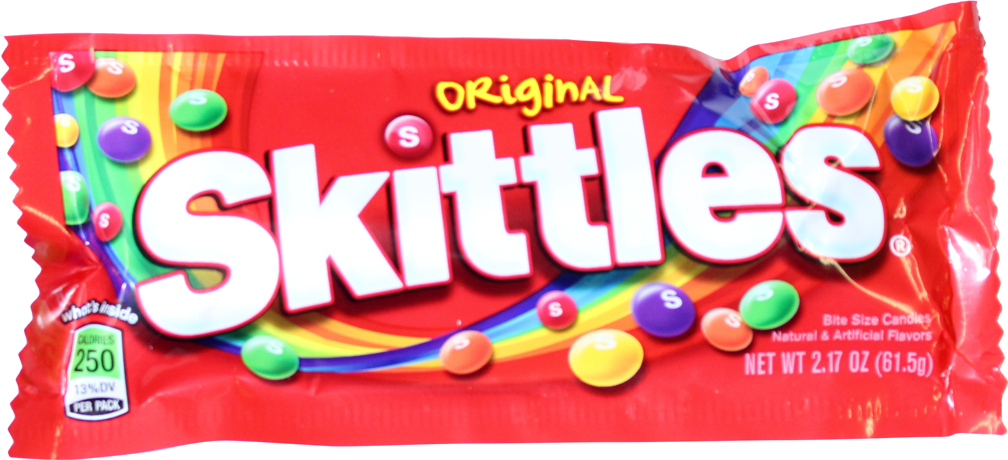 Original Skittles Candy Bag with Colorful Fruit Pieces PNG Product Image