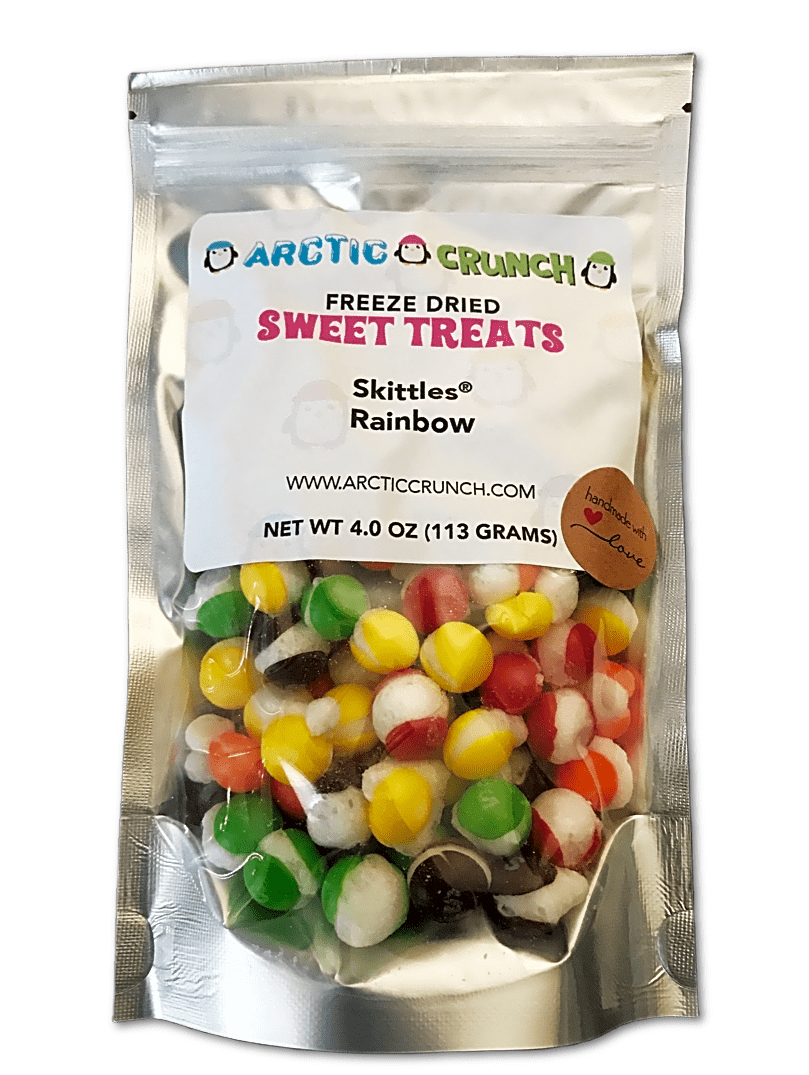 Rainbow Skittles Candies in Clear Resealable Stand Up Pouch PNG Image
