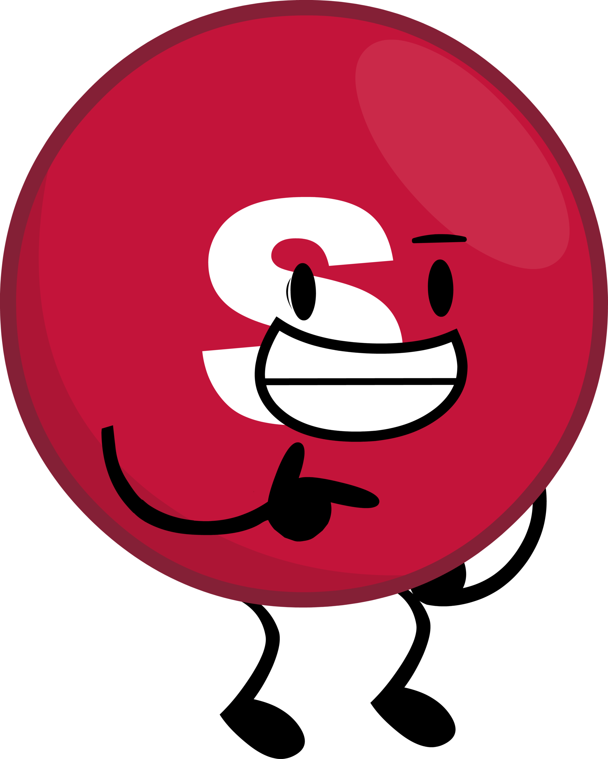 Red Cartoon S Candy Mascot with Smiling Face and White Gloves PNG