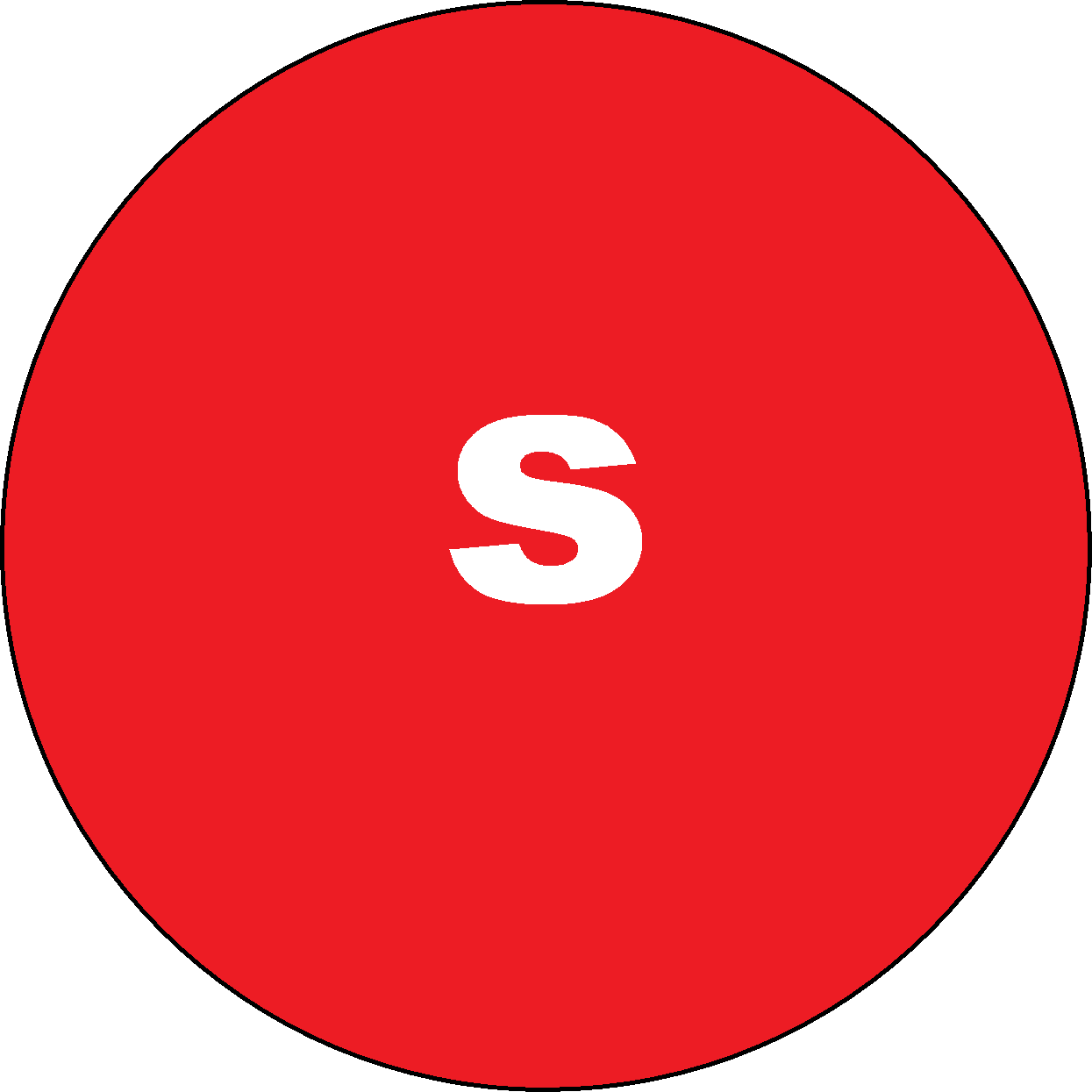 Red Round Skittles Candy Logo with White S Letter PNG Icon