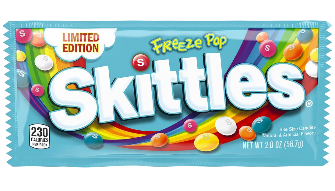 Skittles Limited Edition Freezer Pop Box with Assorted Candy Flavors PNG