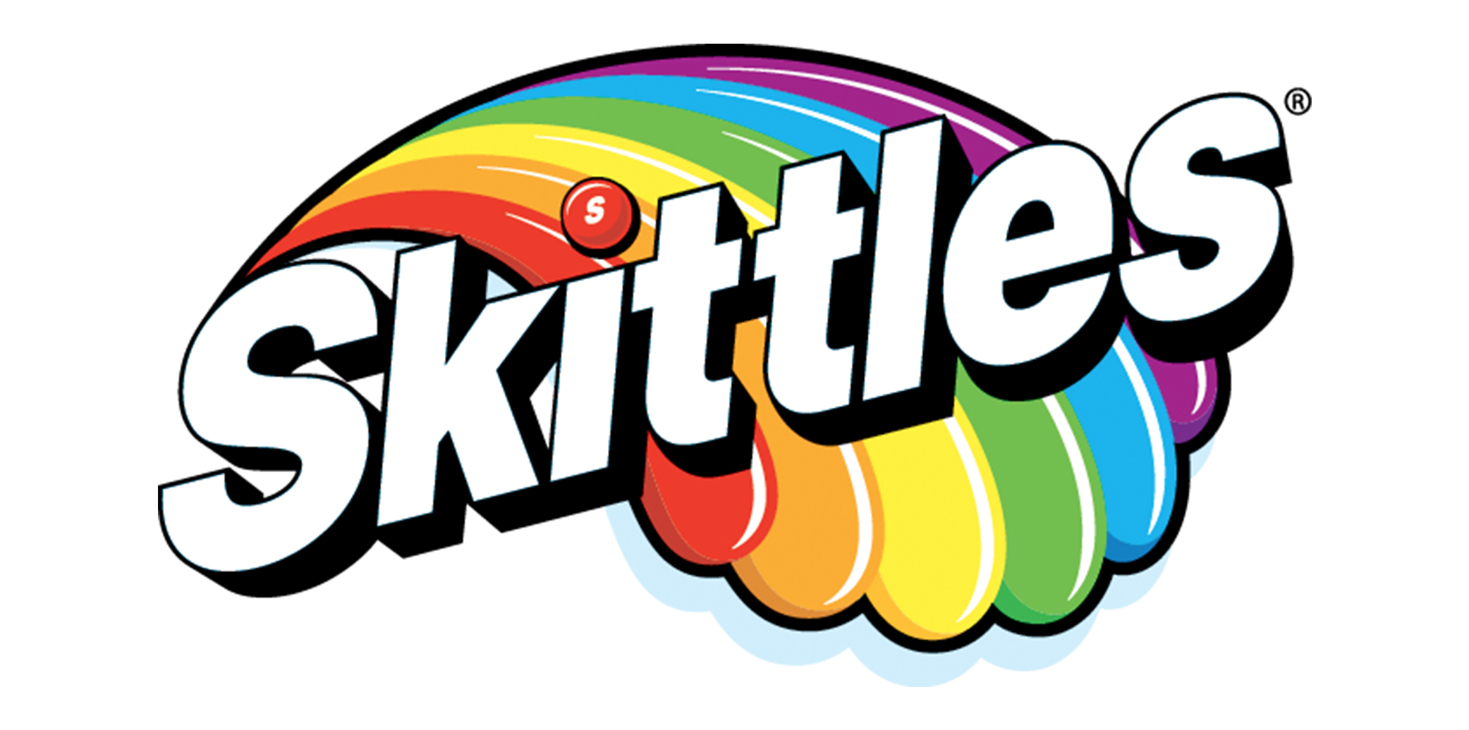Skittles Rainbow Logo with Multicolor Candy Pieces PNG Brand Graphic