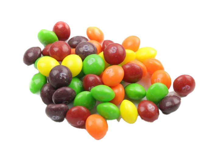 Small Cluster of Glossy Multicolor Skittles Candies Isolated PNG