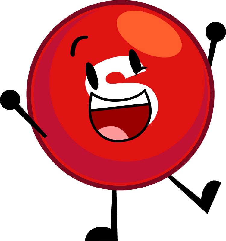 Smiling Red S Candy Mascot Character with White Gloves PNG Illustration