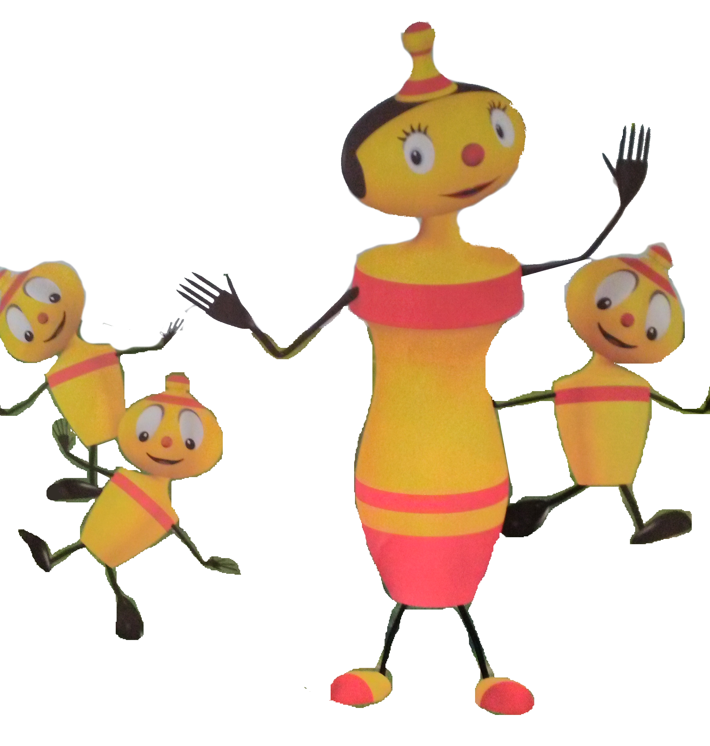 Three Colorful Skittles Candy Mascot Characters with Faces PNG Graphic