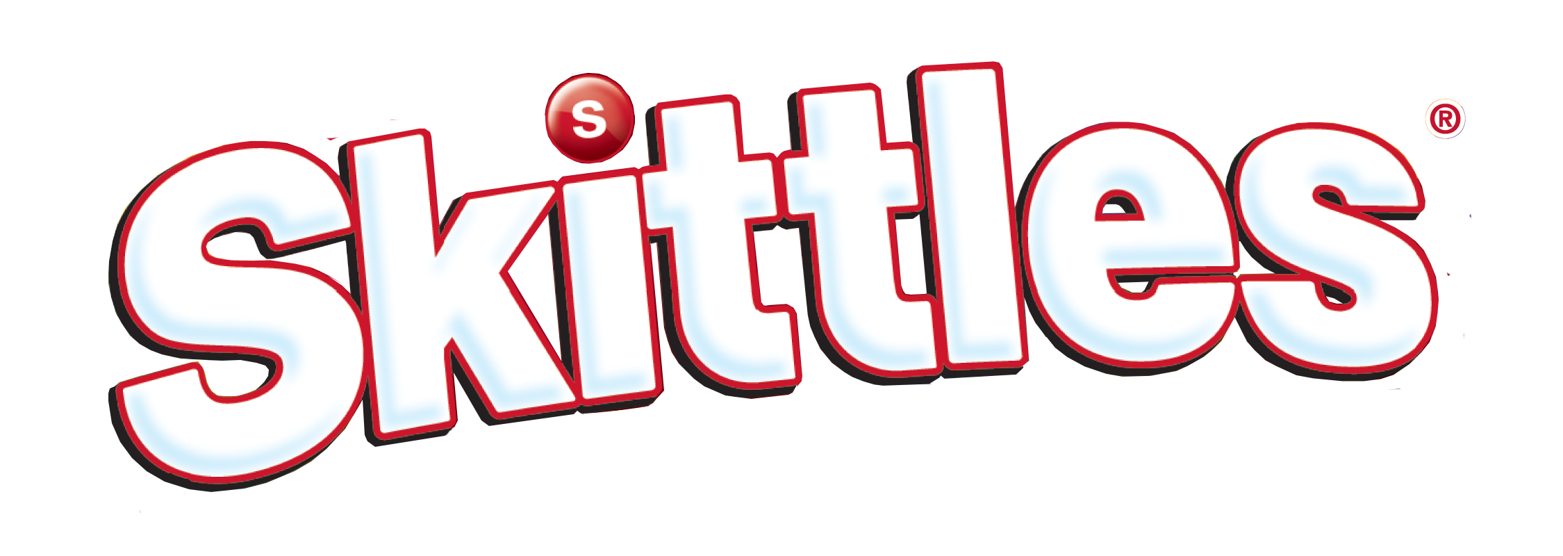 White and Red Skittles Candy Wordmark Logo Isolated PNG Graphic