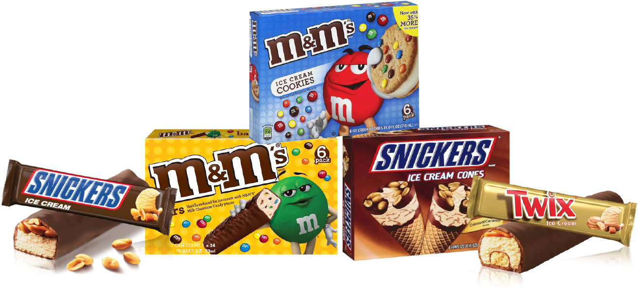 Assorted Snickers Twix and M and M Candy Bars Collection PNG Image