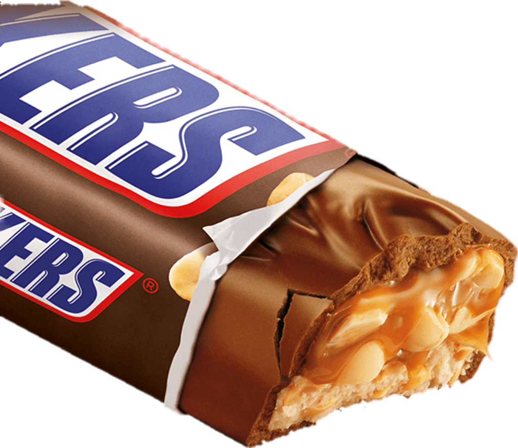 Close Up Snickers Chocolate Bar with Caramel Peanut and Nougat Filling PNG Image