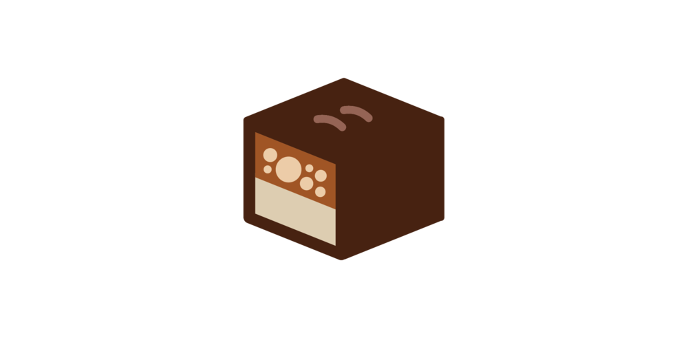Small Chocolate Candy Cube Icon with Snickers Style Wrapper PNG Graphic