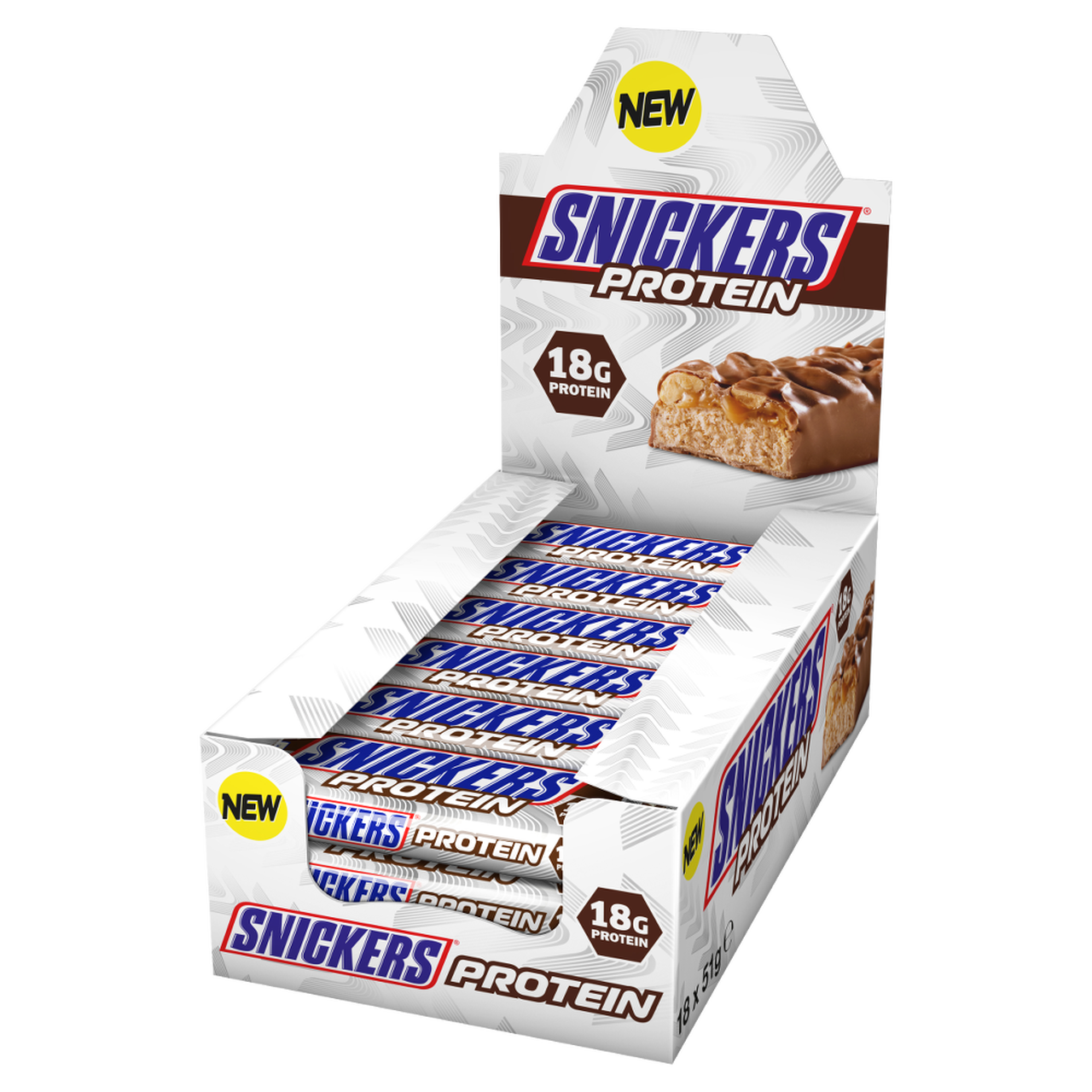 Snickers Chocolate Bars Retail Display Box and Packaging PNG Image