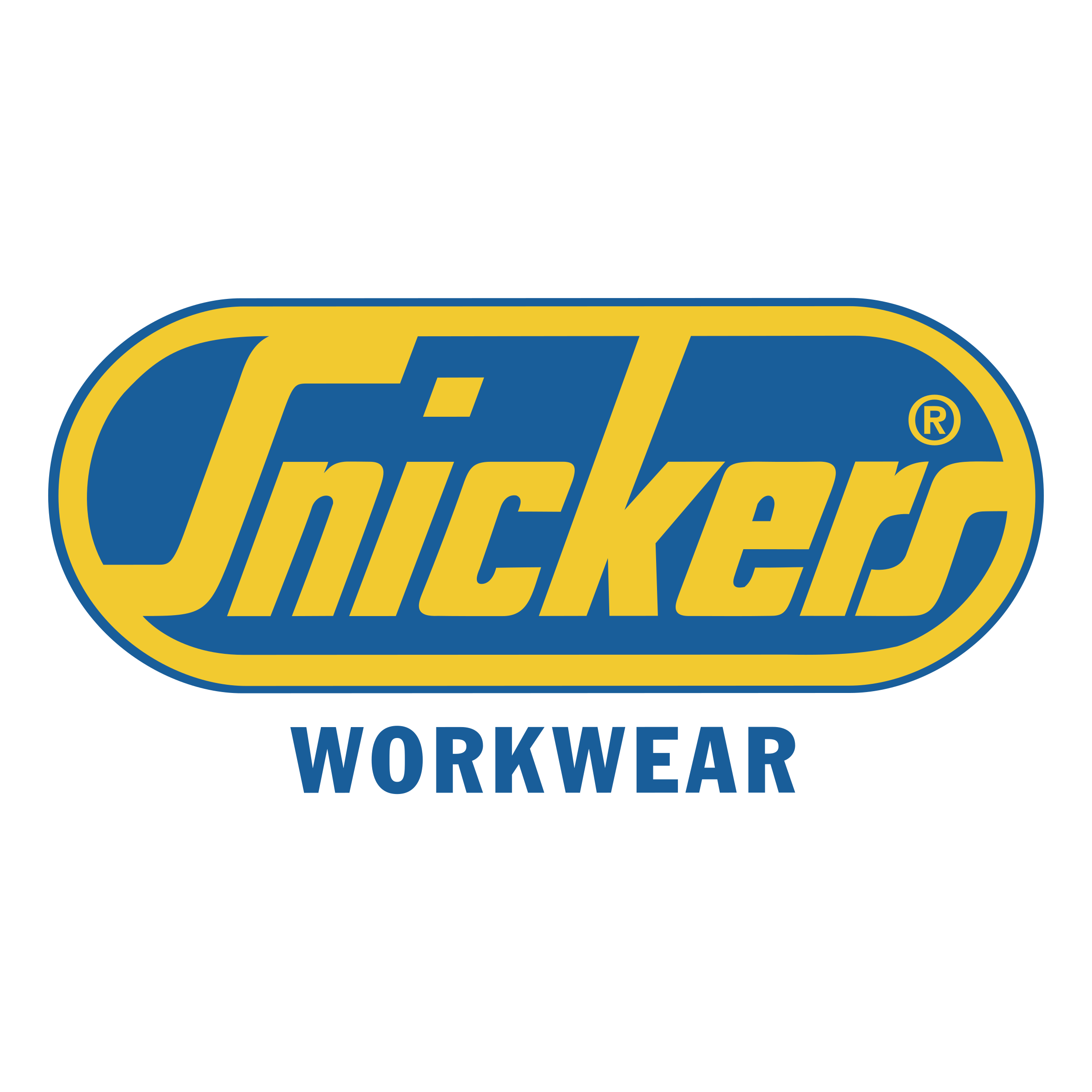 Snickers Workwear Blue and Yellow Brand Logo Transparent PNG Graphic