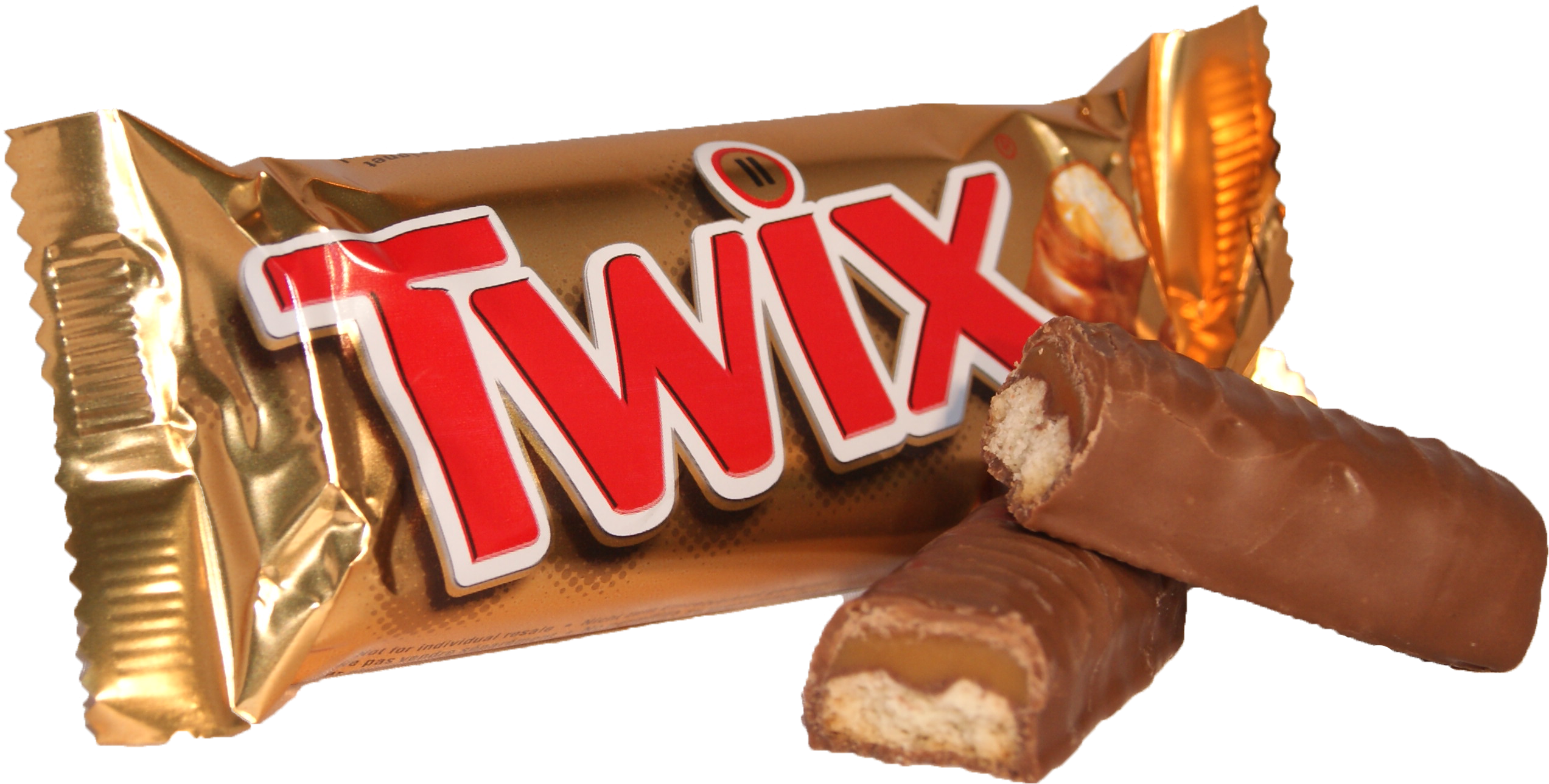 Twix Caramel Cookie Chocolate Bar in Gold Wrapper PNG Product Image