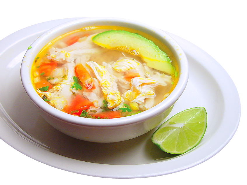 Chicken Vegetable Soup with Lime Wedge on White Plate Transparent PNG Image