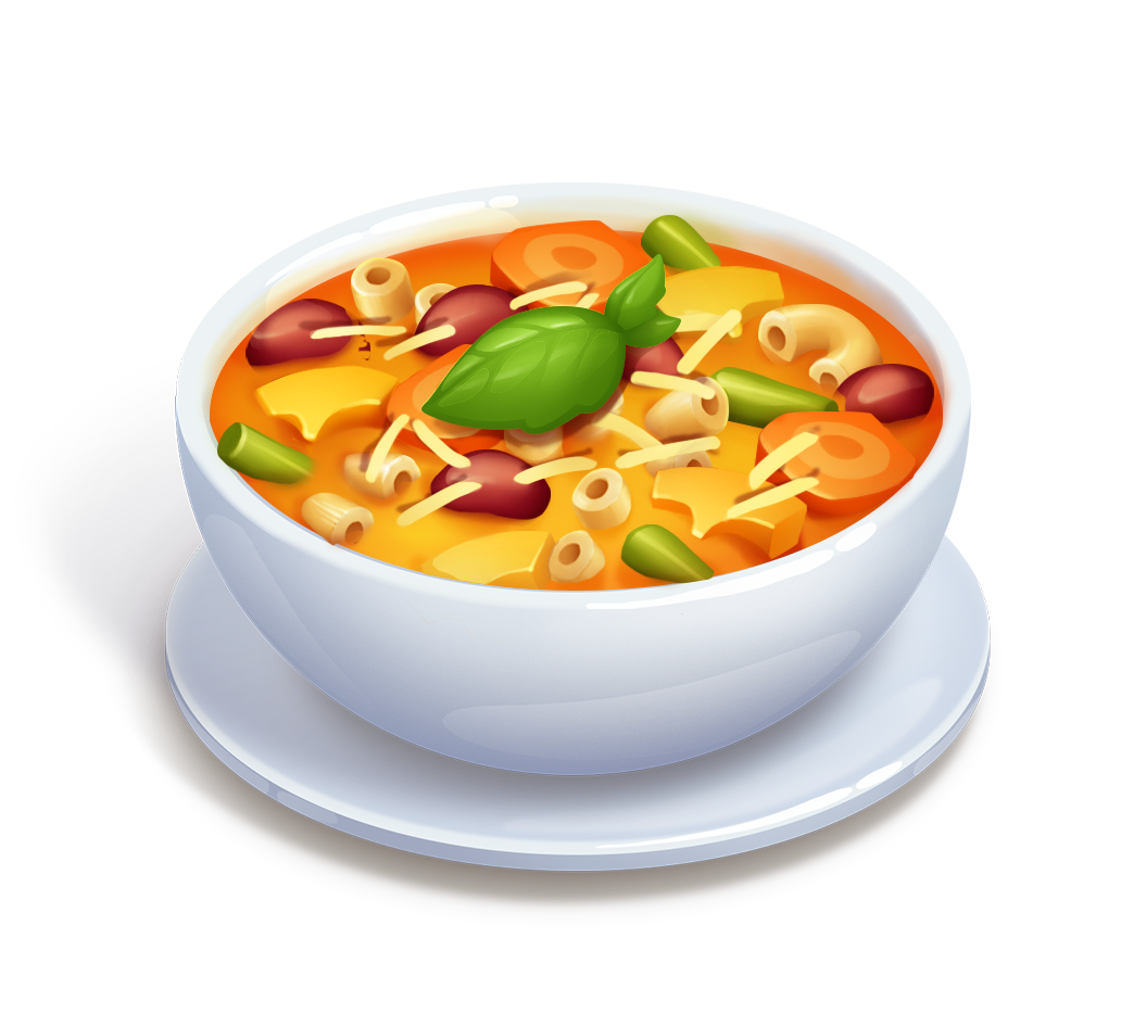 Colorful Vegetable Tomato Soup in Blue Bowl Transparent PNG Image