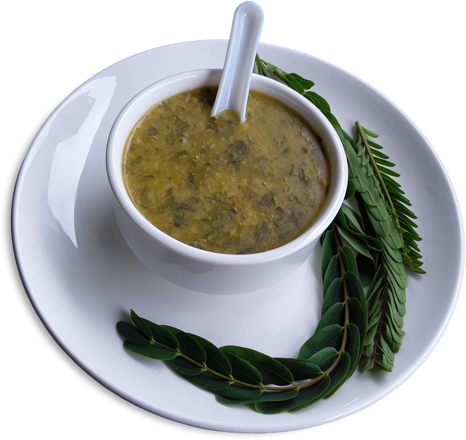 Green Herb Soup in White Cup with Fresh Rosemary Sprig Transparent PNG Image