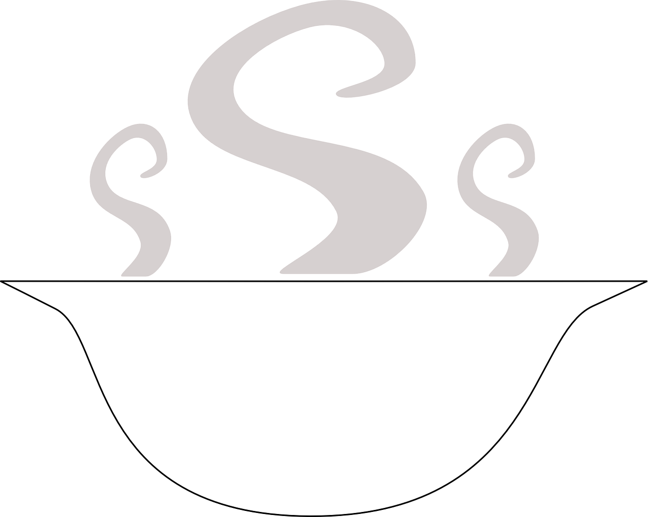Simple Line Art Steaming Soup Bowl with Spoon Transparent PNG Graphic
