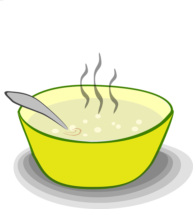 Steaming Green Soup Bowl Cartoon with Spoon Transparent PNG Illustration