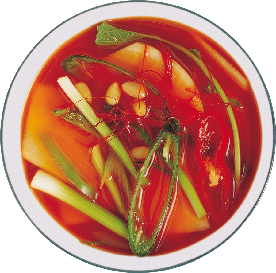 Tomato and Green Bean Soup in Bowl Isolated Transparent PNG Food Image