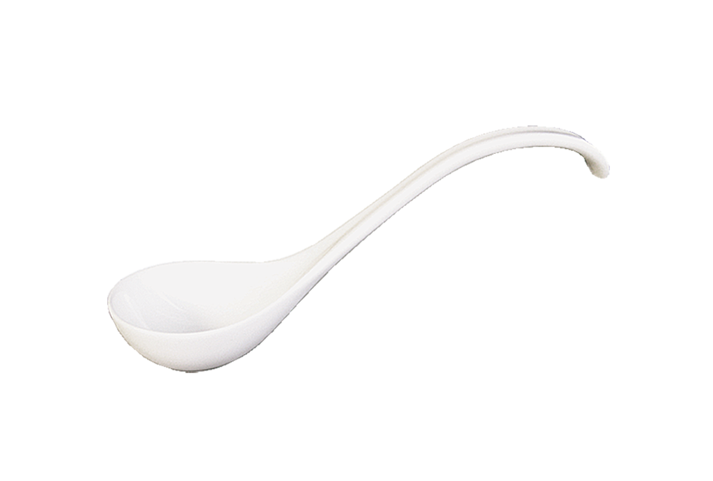 White Ceramic Soup Spoon Isolated on Transparent Background PNG Image