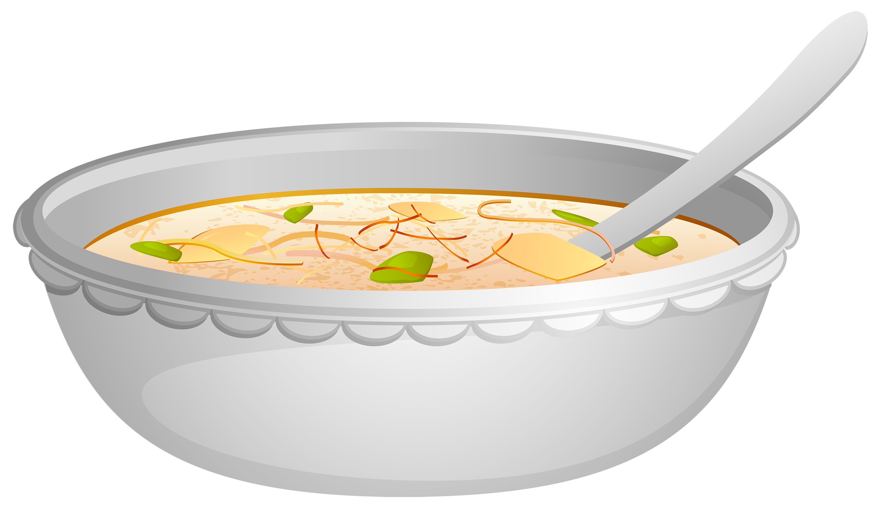 White Ceramic Soup Tureen with Ladle and Cream Soup PNG Kitchen Graphic