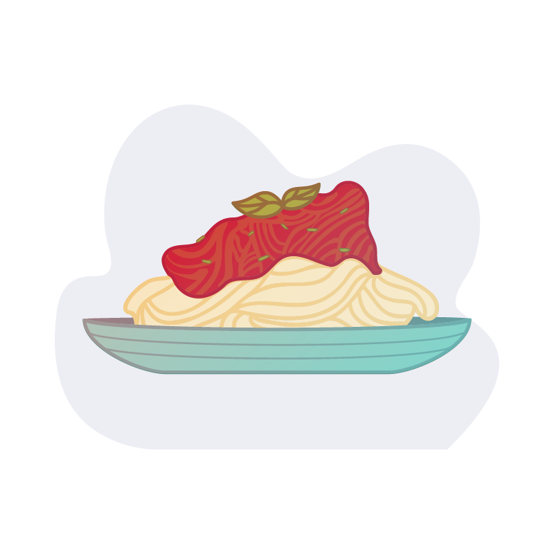 Cute Cartoon Spaghetti Dinner Plate with Fork Illustration Transparent PNG