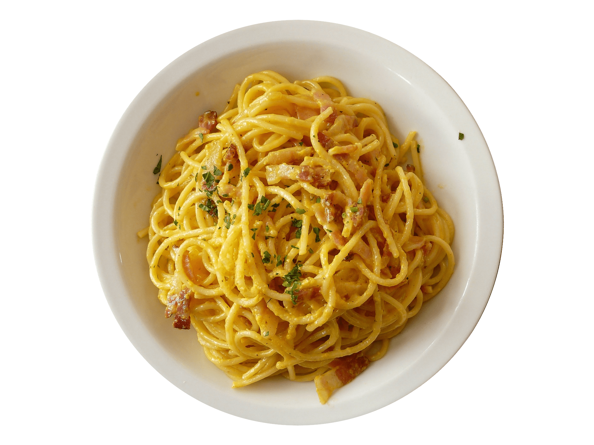 Overhead Bowl of Plain Yellow Spaghetti Noodles Transparent PNG Food Photo