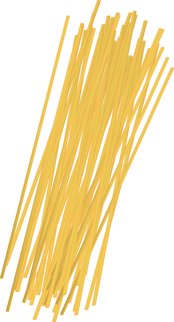 Raw Spaghetti Noodle Bundle with Long Golden Pasta Strands PNG Ingredient Image
