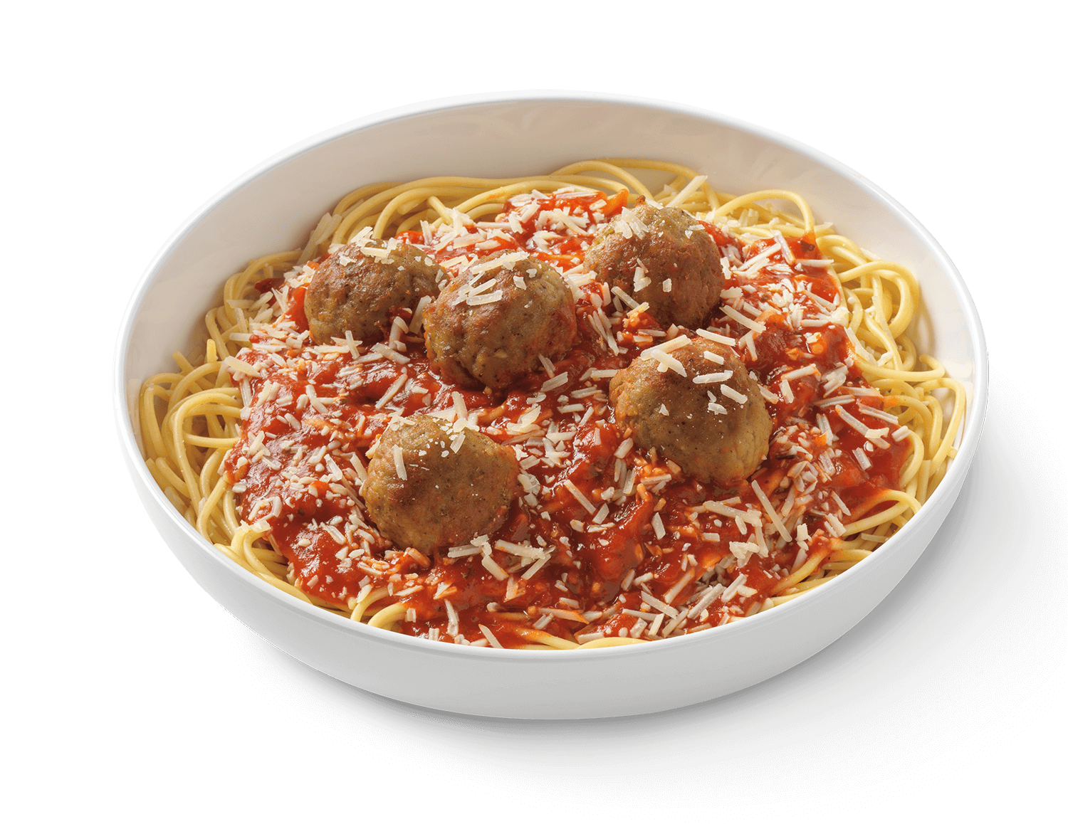 Spaghetti and Meatballs with Grated Cheese in Bowl Transparent PNG Image
