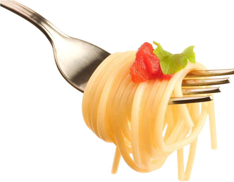 Spaghetti Noodles Twirled Around Fork Close Up Transparent Background PNG Image