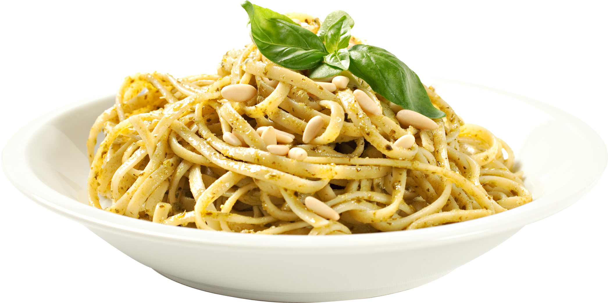 Spaghetti with Herbs and Parmesan on White Oval Plate Transparent PNG Image