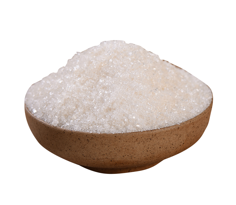 Bowl of White Sugar Granules in Wooden Dish Transparent Background PNG Image