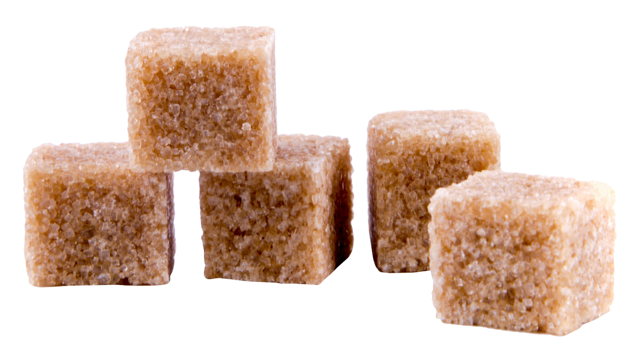 Brown Sugar Cubes Grouped on Transparent Background PNG Ingredient Photo