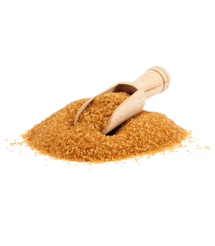 Golden Brown Sugar Granules with Wooden Scoop Transparent PNG Ingredient Photo