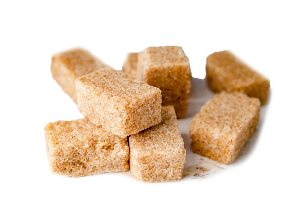 Natural Brown Sugar Cubes with Crystalline Texture PNG Ingredient Cutout