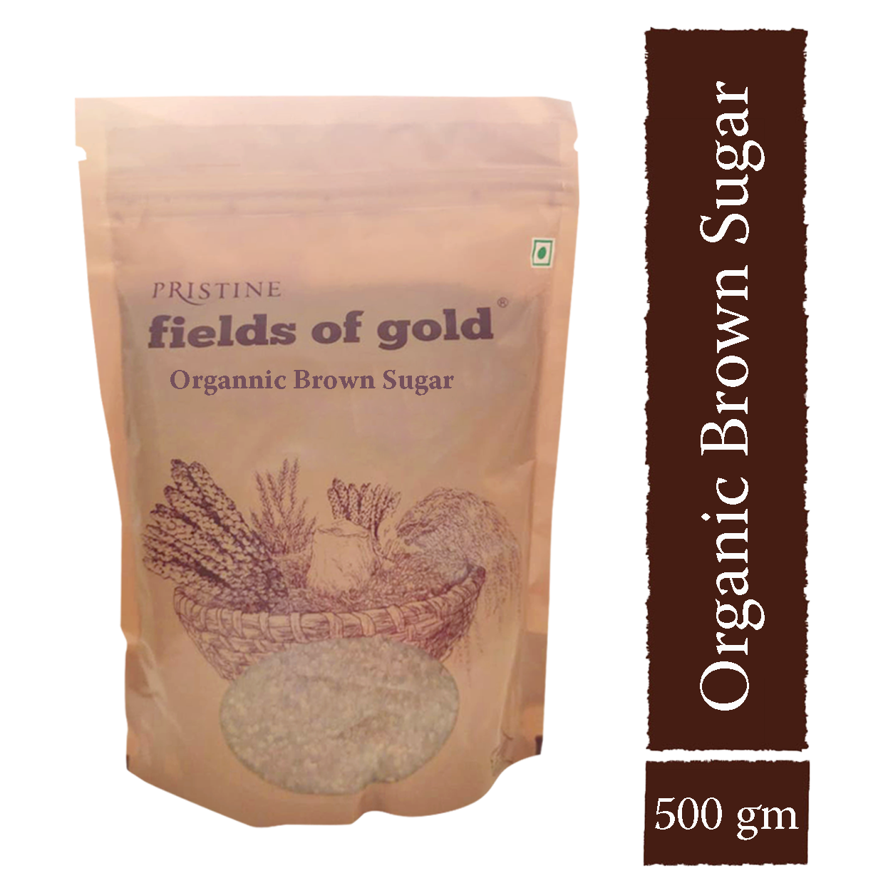 Organic Brown Sugar Blend of Gold Product Bag Packaging PNG Image