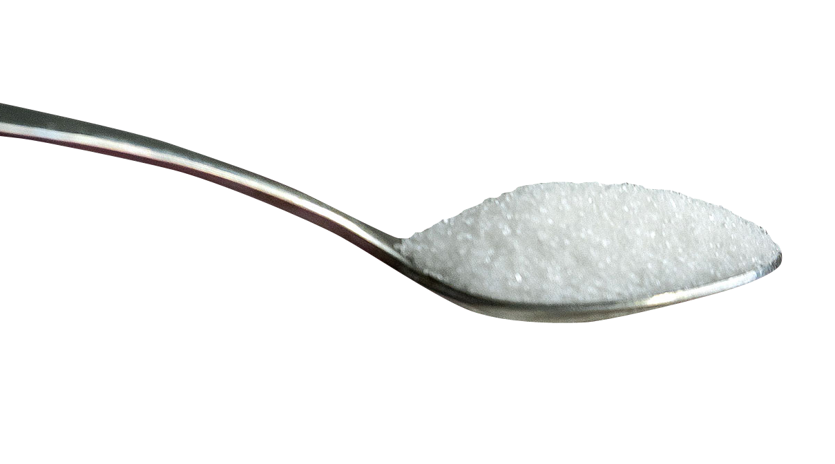 Spoonful of White Sugar on Metal Teaspoon Transparent Background PNG Cutout